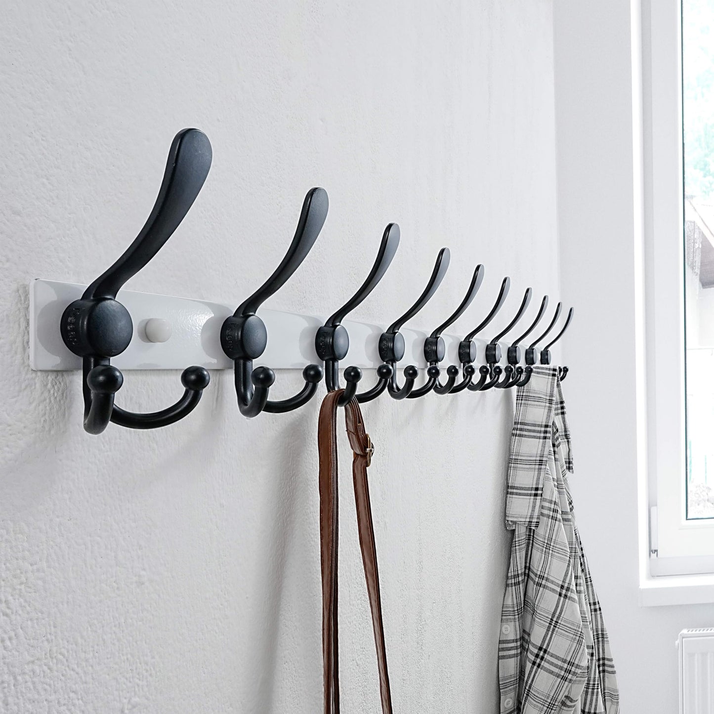 Dseap Coat Rack Wall Mount 94cm, Heavy Duty 2.5mm Base vs Flimsy 1mm, Double-Thick Solid Anti-Snap Hooks