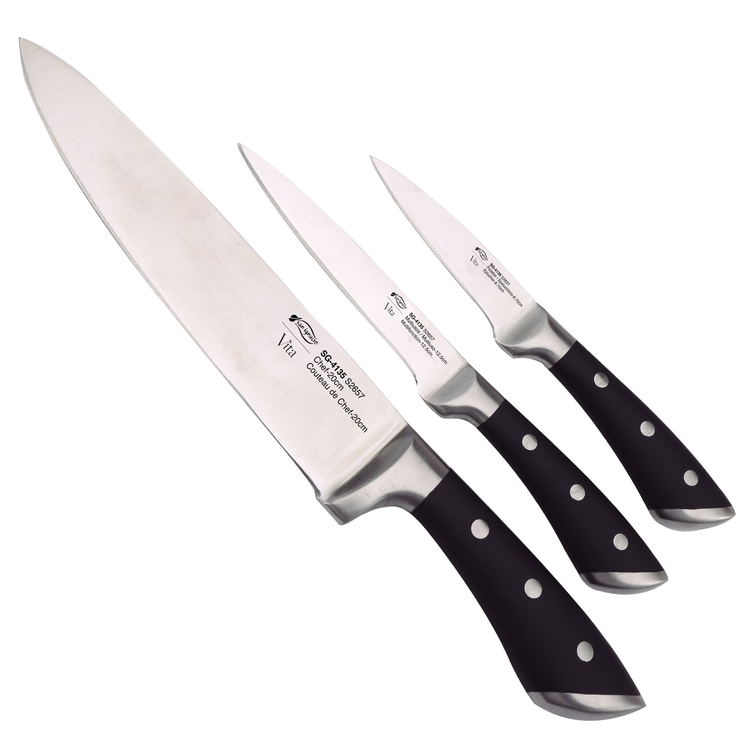 Bergner BGIC-4570 Infinity Chefs Vita 3-Piece Knife Set | Includes Chef Knife, Utility Knife and Paring Knife | Stainless Steel | Professional and