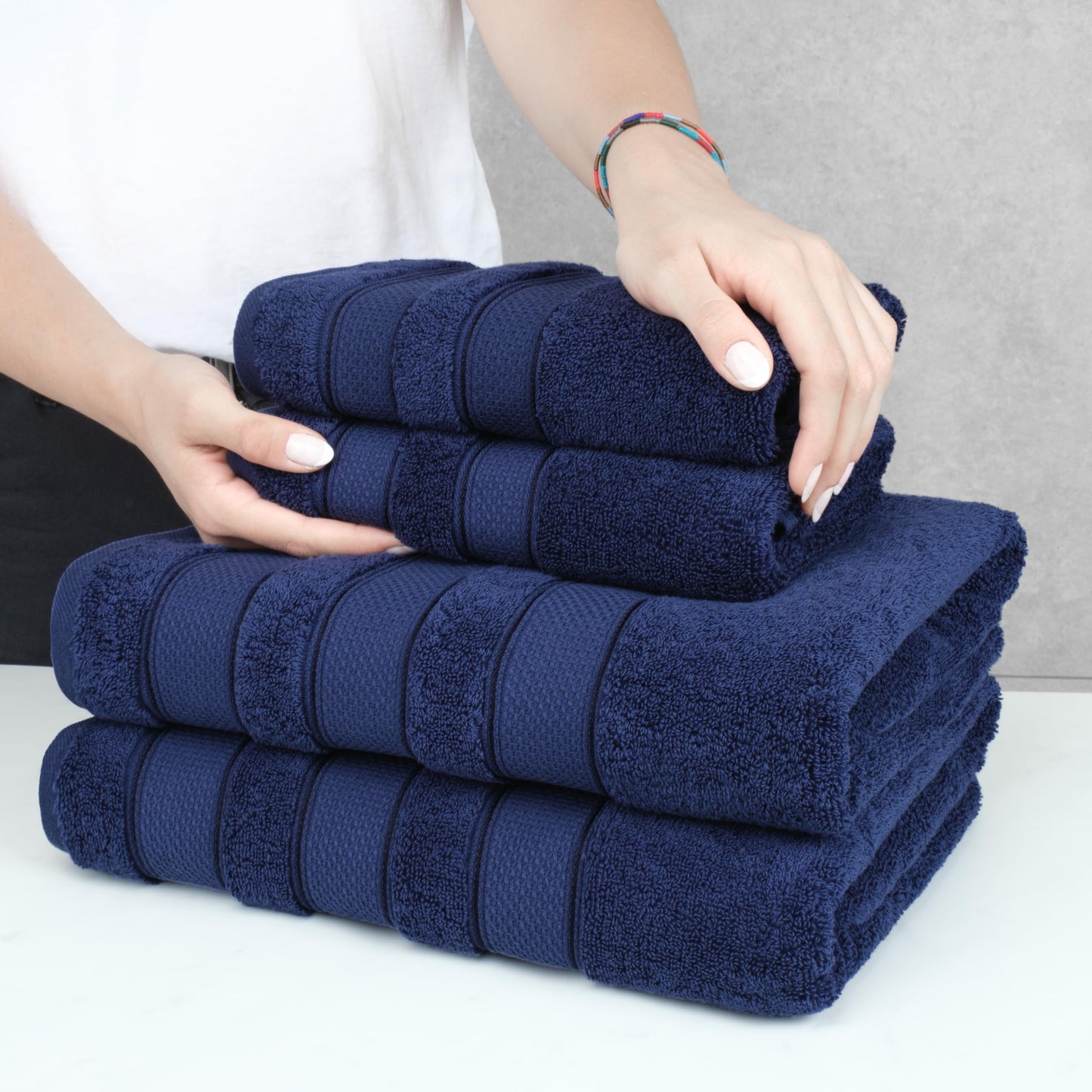 American Soft Linen Bath Towel Set Luxury Salem Collection 100% Turkish Combed Cotton 6 Piece Towel Set Soft and Absorbent 2 Bath Towels 2 Hand