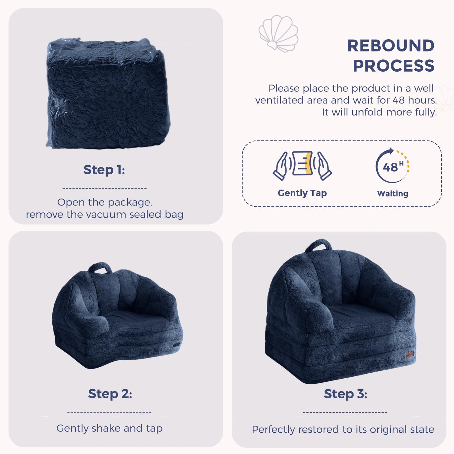 MAXYOYO Single Sofa Bed, Folding Bean Bag Chair, Faux Fur Fabric