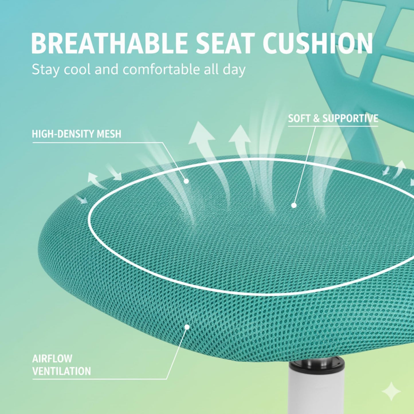 FurnitureR Office Chair Desk Chair Adjustable Height Swivel Fabric Seat Ergonomic Work Chair without Armrest, Turquoise