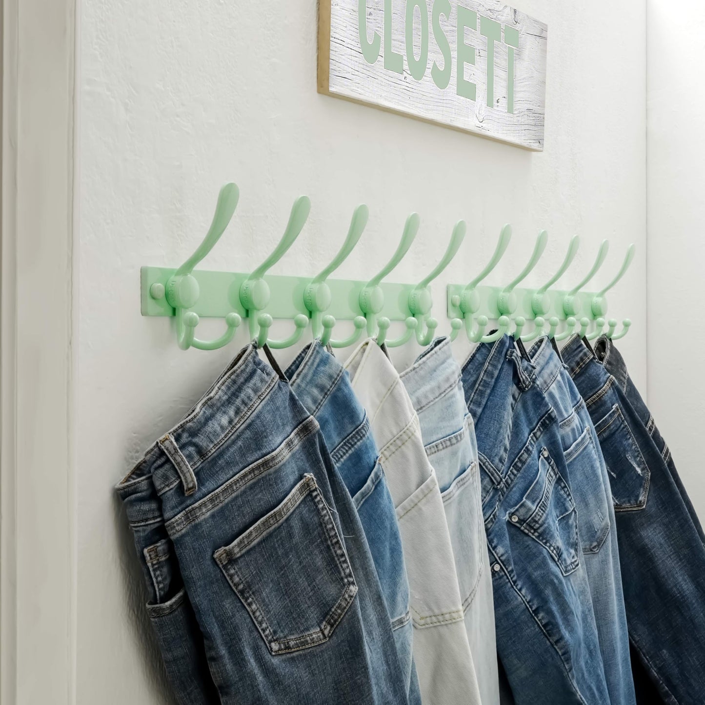 Dseap Coat Rack Wall Mount, Heavy Duty 2.5mm Base vs Flimsy 1mm, Double-Thick Solid Anti-Snap Hooks