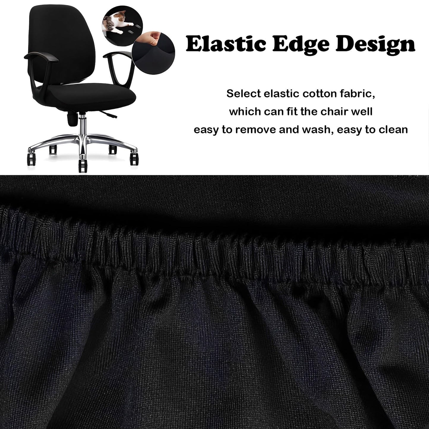 Wvbzf 2Pcs Office Chair Cover, Removable Washable Desk Chair Cover, Stretch Chair Sea Cushion Protector Computer Chair Cover