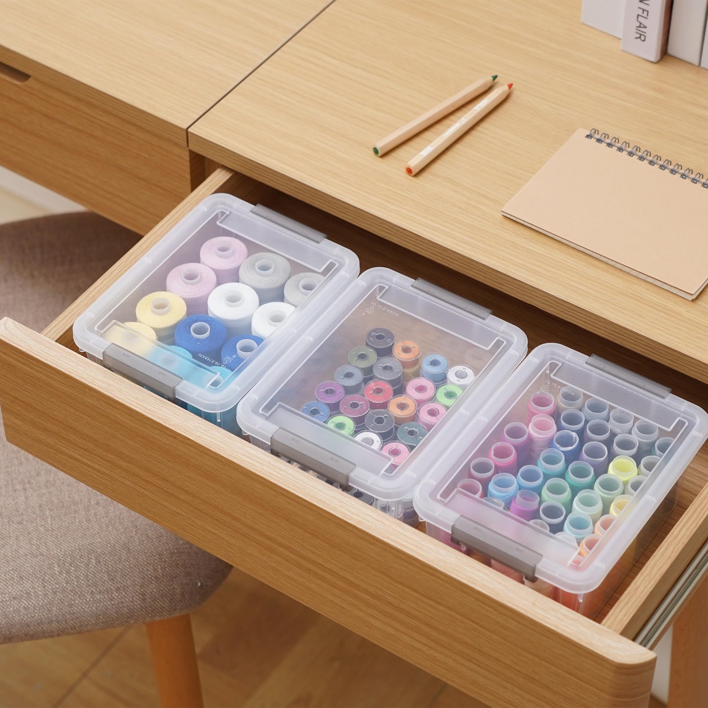 Citylife 10 Pack Storage Boxes with Lids Plastic Small Clear Stackable Box for Shelves Toys, 1.25L