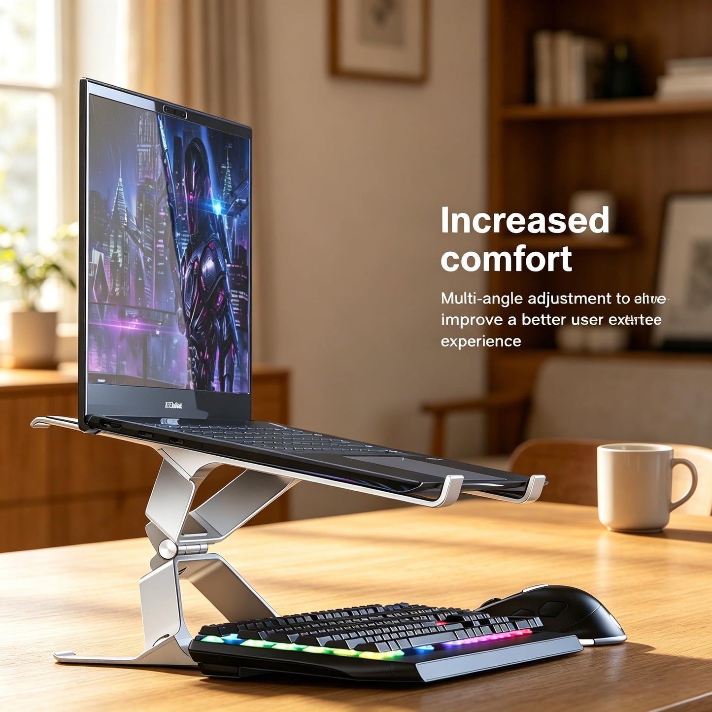 Adjustable Laptop Stand for Desk, Portable Laptop Riser, Ergonomic Computer Notebook Holder for MacBook Pro Air, Dell XPS, HP, Lenovo (13.3-17.3'')