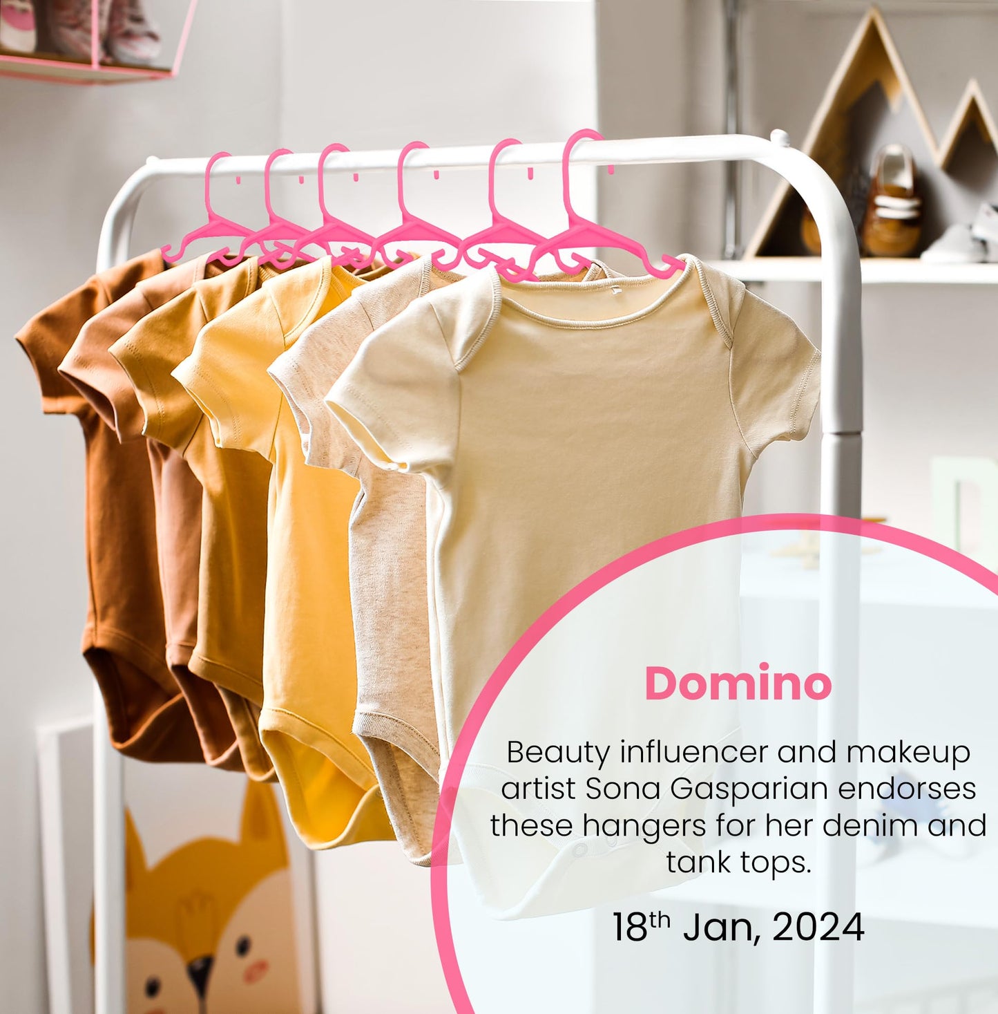 Utopia Home Baby Hangers - 60 Pink Plastic Kids Closet Hangers - Durable, Ideal for Everyday Use