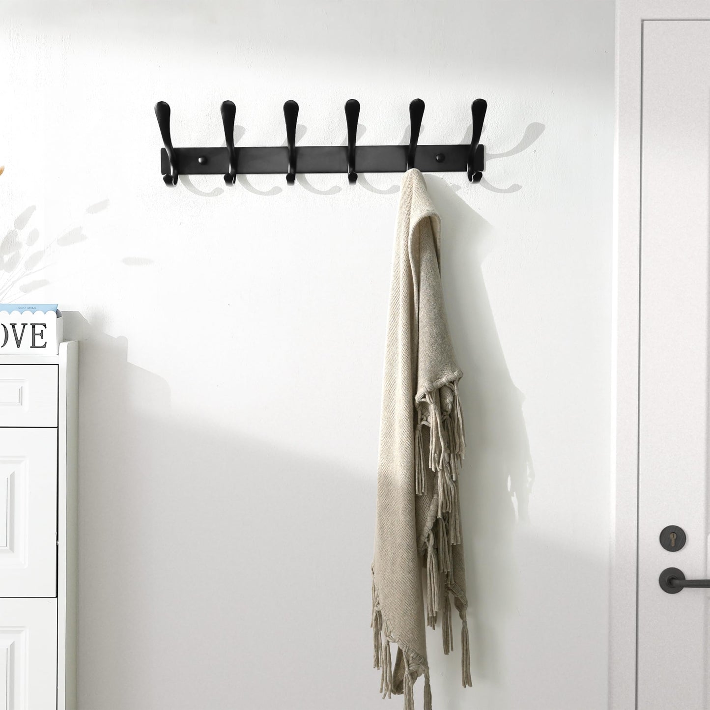 SKOLOO Coat Rack Wall Mounted - 6 Hooks, Heavy Duty, Stainless Steel, Metal Wall Coat Hanger, Sturdy Wall Hooks for Hanging Coat, Jacket, Clothes
