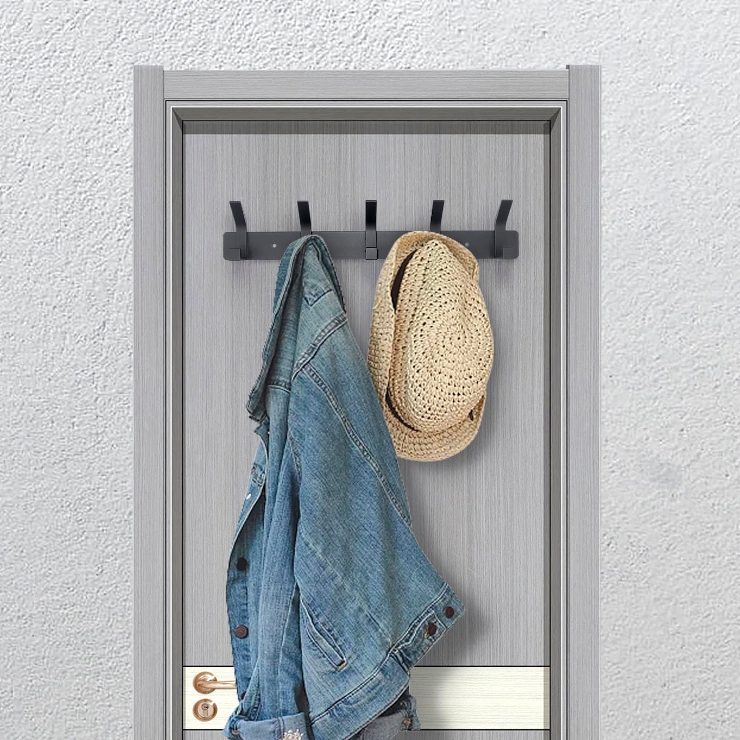 Coat Rack Wall Mounted,5 Coat Hooks for Hanging Coats,Heavy Duty Metal Double Hook Rack Hook Rail,Coat Rack with Hooks,Wall Mount Coat Hanger for Hat
