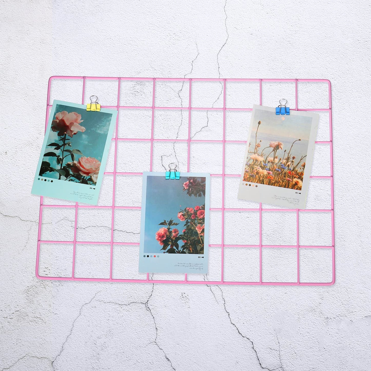 PATIKIL 16"x12" Wire Grid Panel, 2 Pack Wall Grid Decorative Panels Board Photo Pictures Display Decor Hanging Organizer for Home Office, Pink
