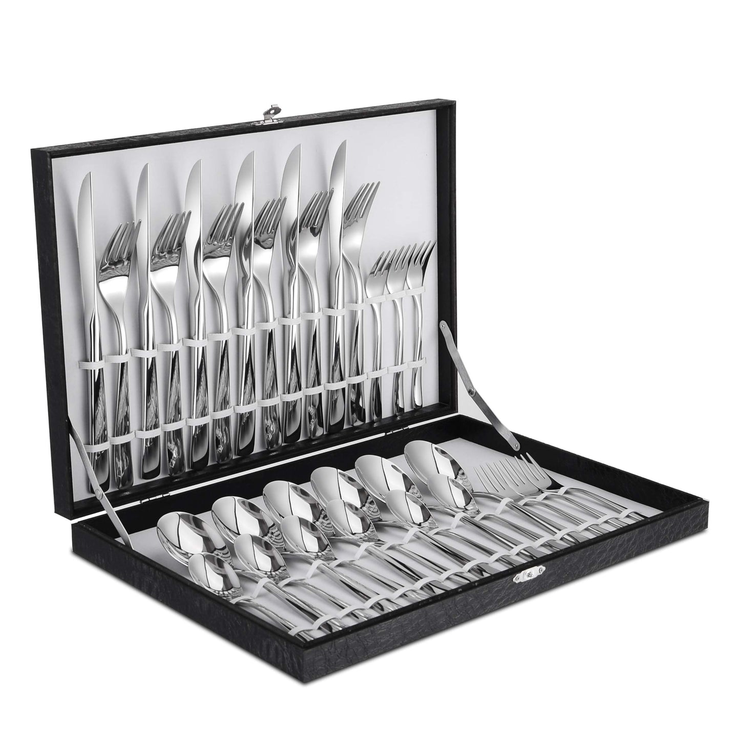 Velaze 30-Piece 18/10 Stainless Steel Cutlery Set, Knife and Fork Sets, Cutlery Set for 6 People Include Dinner Spoon, Dinner Fork, Dinner Knife,