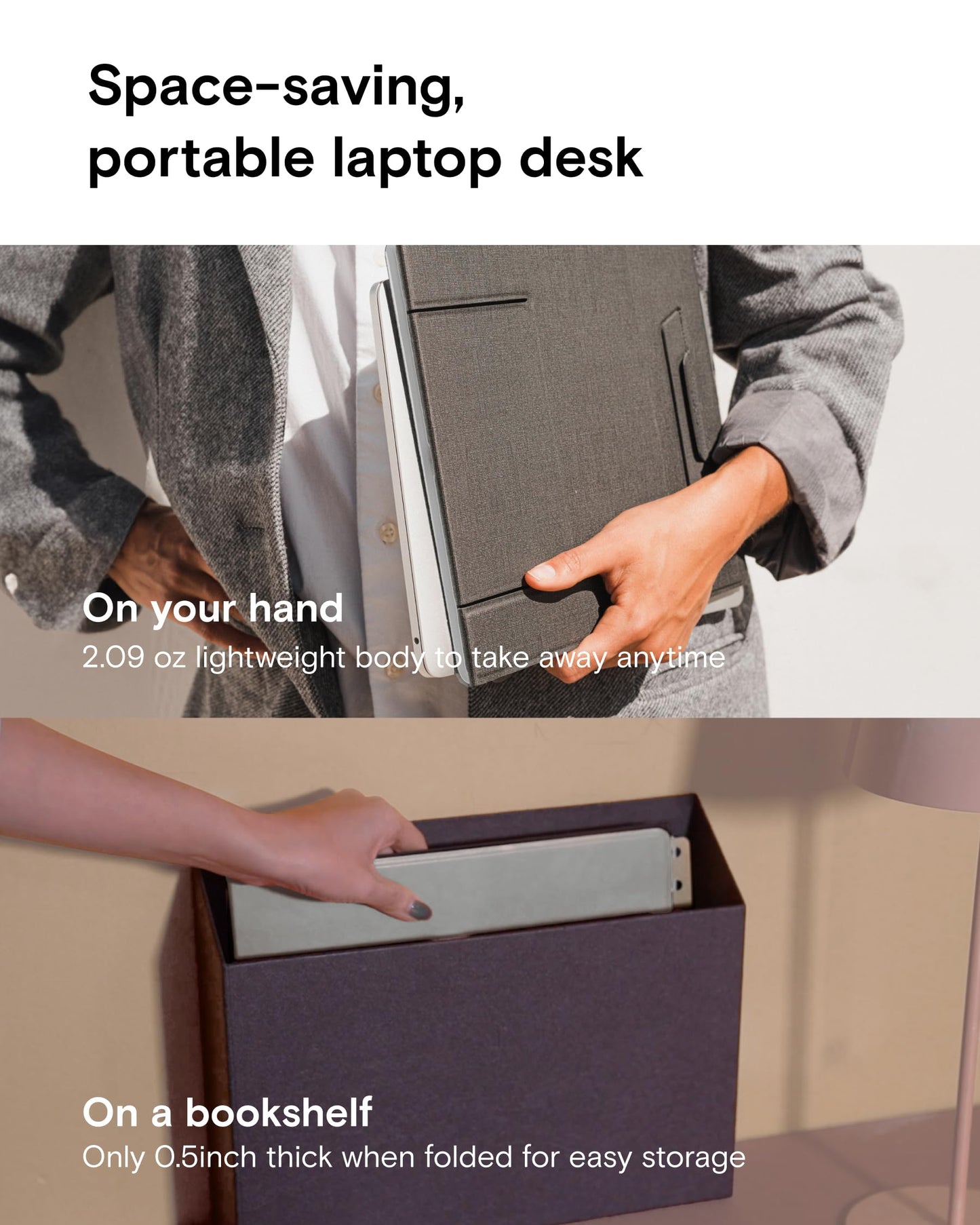 MOFT Z Laptop Stand for Desk, Slim Adjustable Laptop Riser Foldable Laptop Holder, 4 Sitting Modes, Compatible with Most Laptops Up to 17"