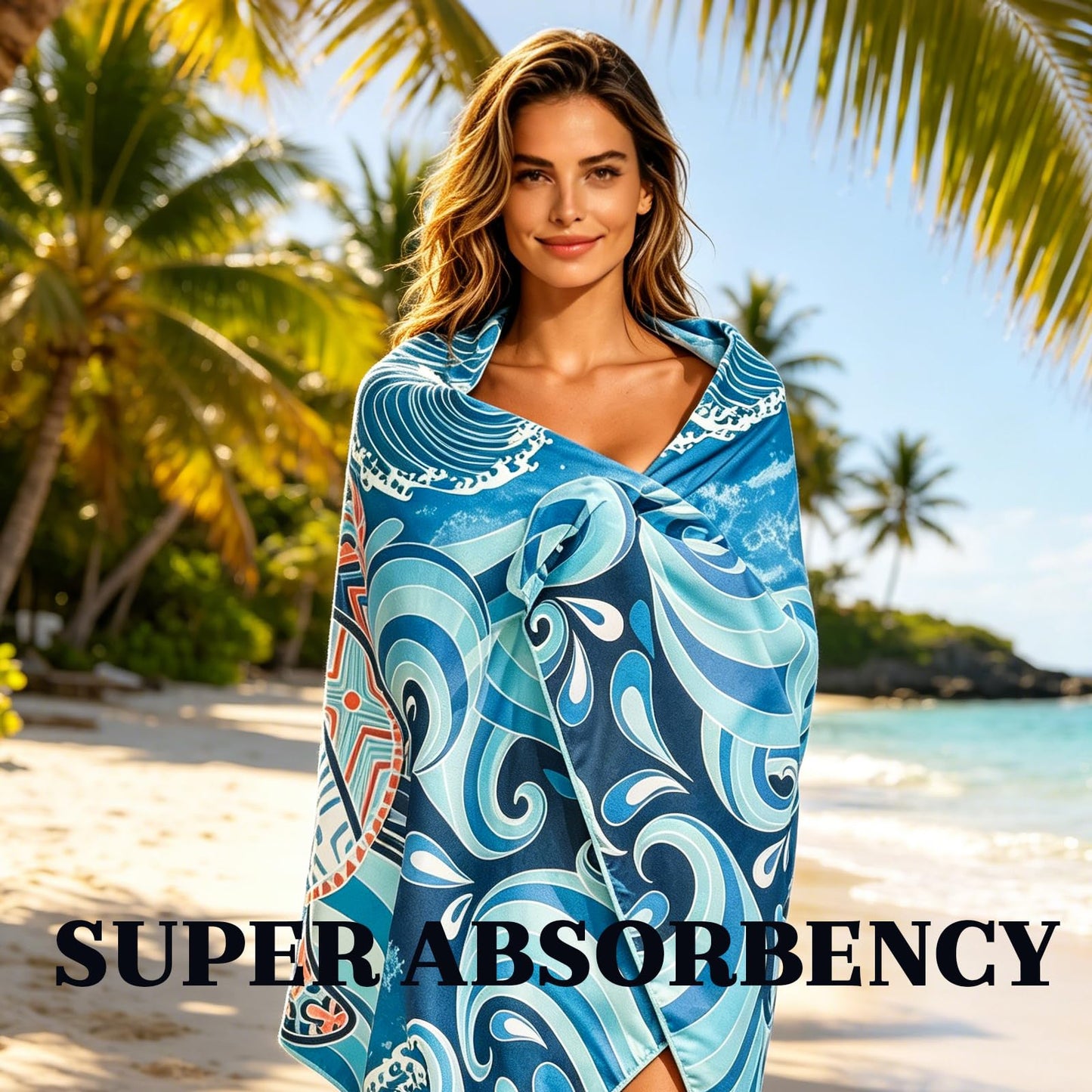 2 Pack Microfibre Beach Towels for Adults, 180 x 90cm Large Beach Towel