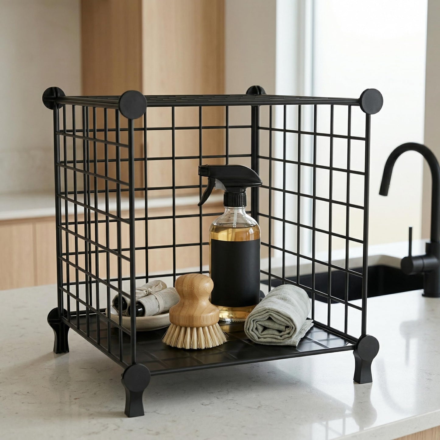 ATTDETJL Cube Storage Unit, Metal Shelving Unit with DIY Bookshelf, Black