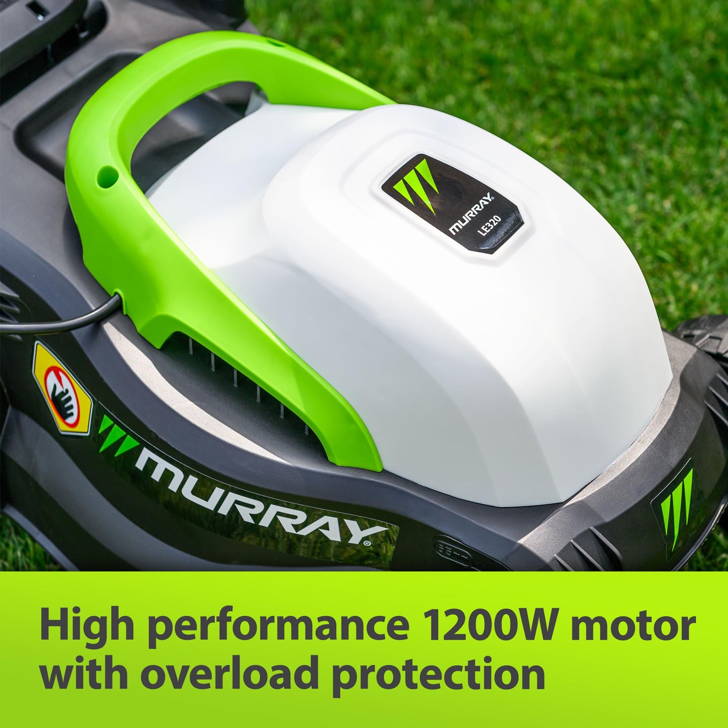 Murray Corded Electric Lawnmower 2-in-1 - Compact Lawn Mower 1200W/32cm with Grass Box 27L for Small Lawns - Ergonomic Soft Grip for Easy Grass