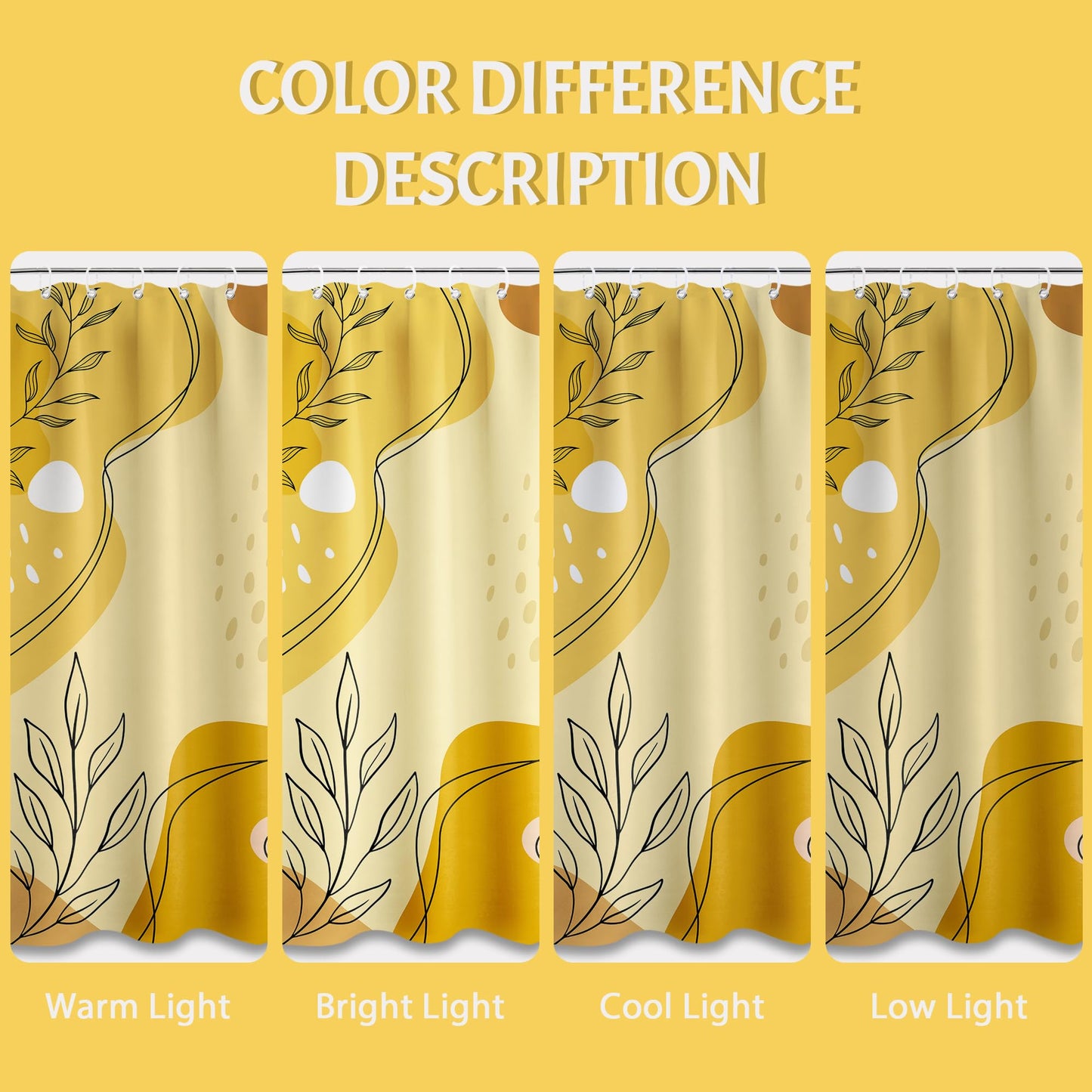 LanZanthic Mustard Yellow Shower Curtains for Bathroom Light and Dark Yellow Modern Abstract Boho Wet Room Shower Curtain with hooks