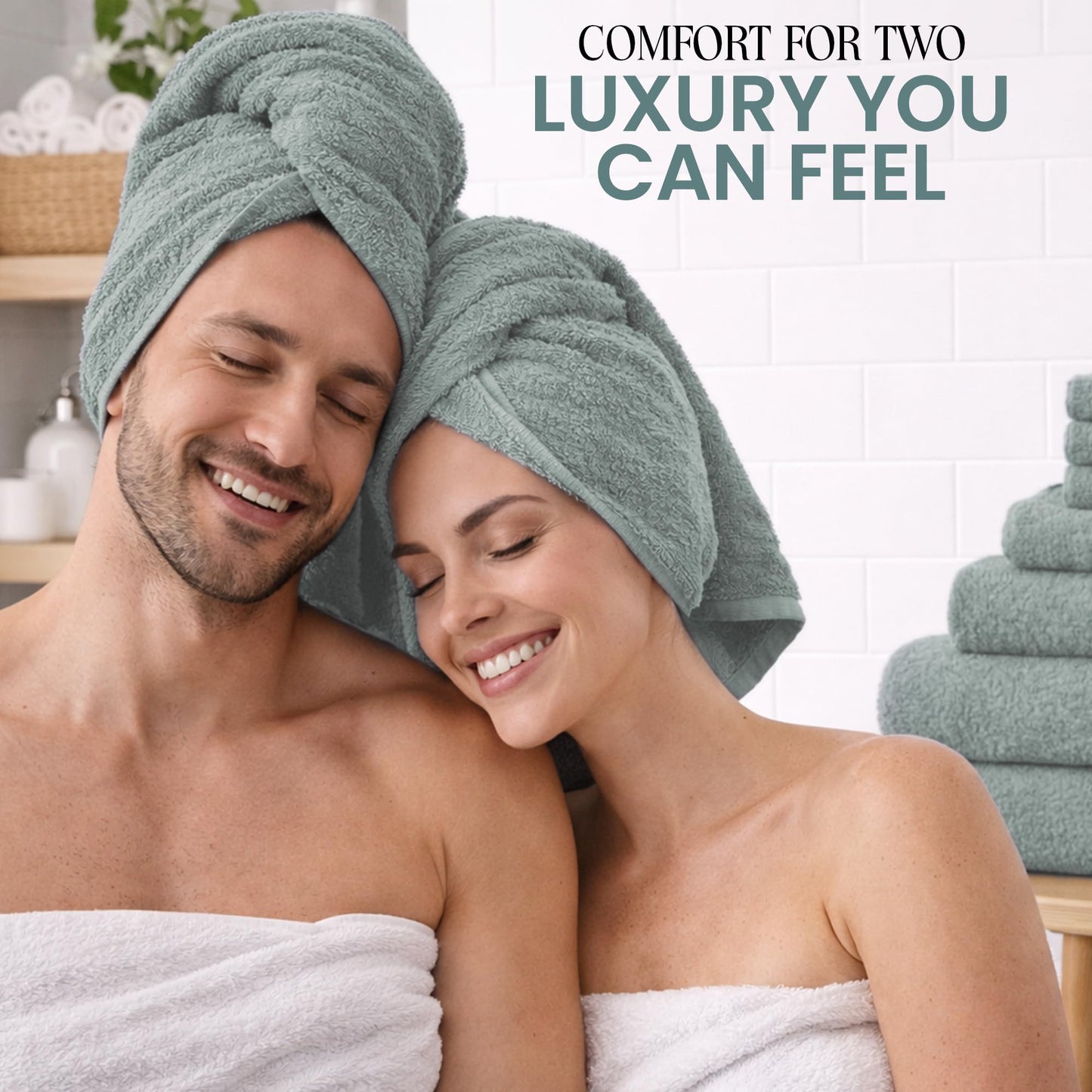 RAYMSTER 10 Piece Egyptian Cotton Towel Set - 2 Bath, 4 Face, & 4 Hand Towels Set for Daily Use - Soft, Highly Absorbent, Quick Dry, and Lightweight