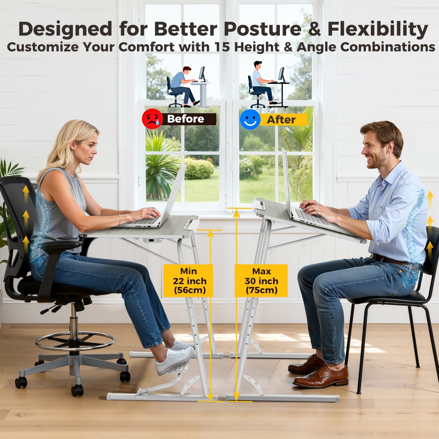 FoldWise Folding Laptop Table for Sofa, Sturdy Work & Dinner Portable Desk