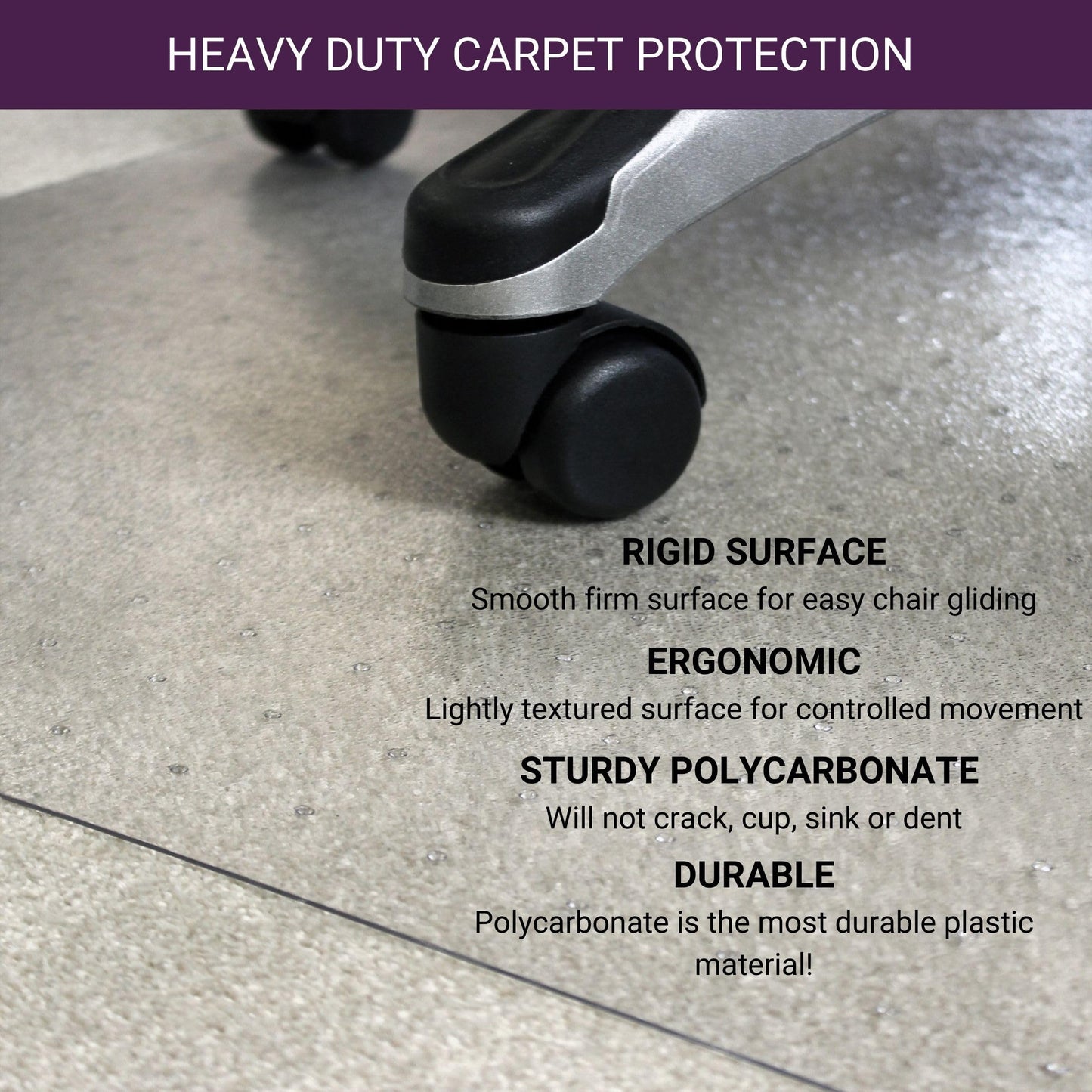 Marvelux Polycarbonate Large Chair Mat for Medium Pile Carpets 120 x 150cm