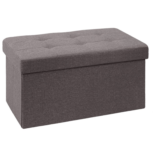 BRIAN & DANY Folding Linen Storage Boxes Footstool Ottoman, Foot Rest Stool, Foldable Seat Bench Footrest - Brown, 76 x 38 x 38 cm