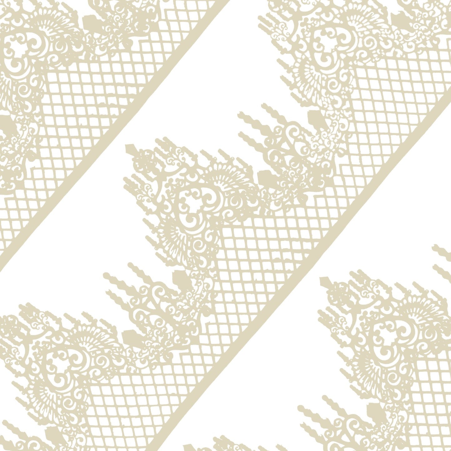 Large Pre-Made Ready to Use Edible Cake Lace Lattice Diamond Scallop 12-inch 10-piece Set Ivory White