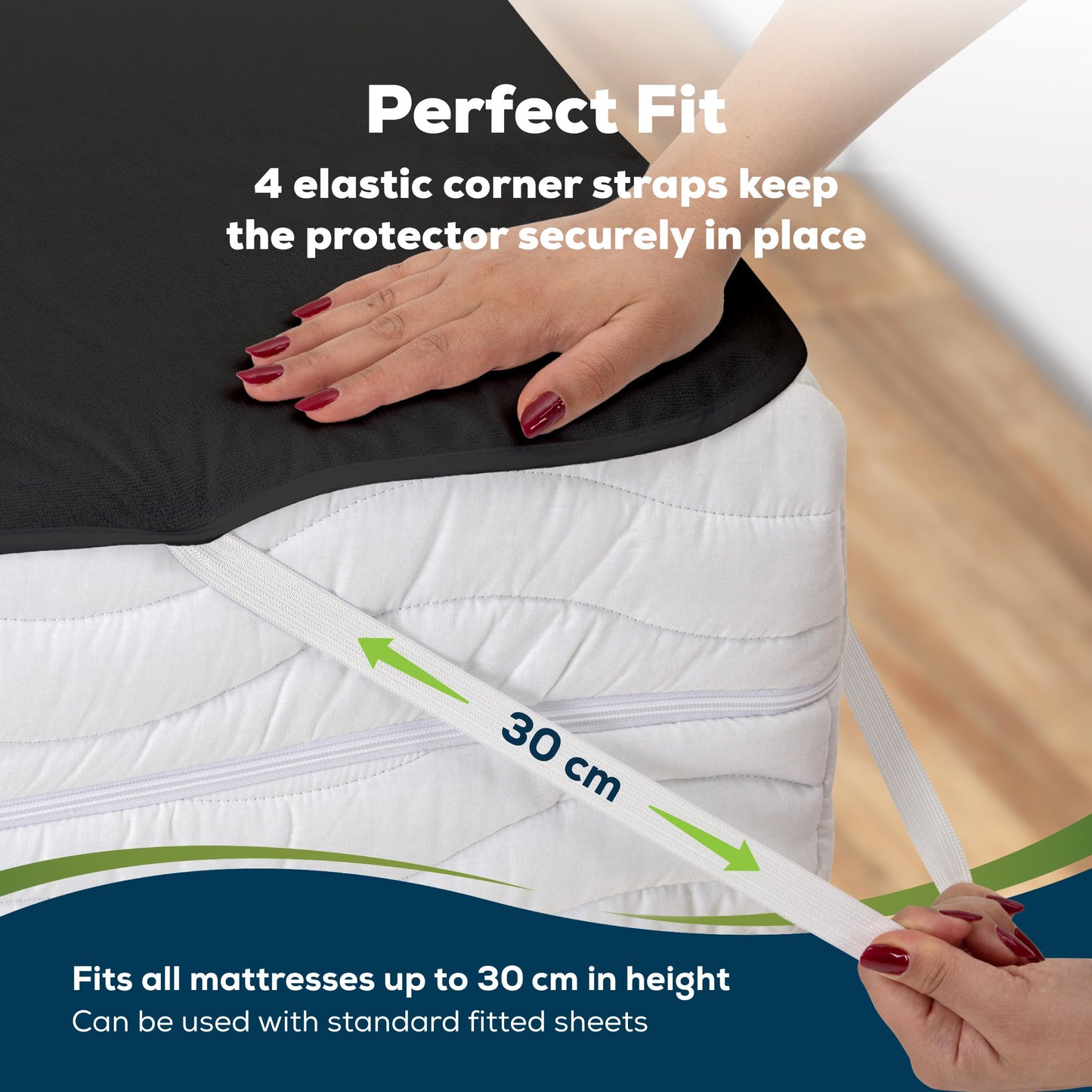 Sensalou Waterproof Mattress Protector 100 x 200 cm Black – Mattress Cover for Single Bed
