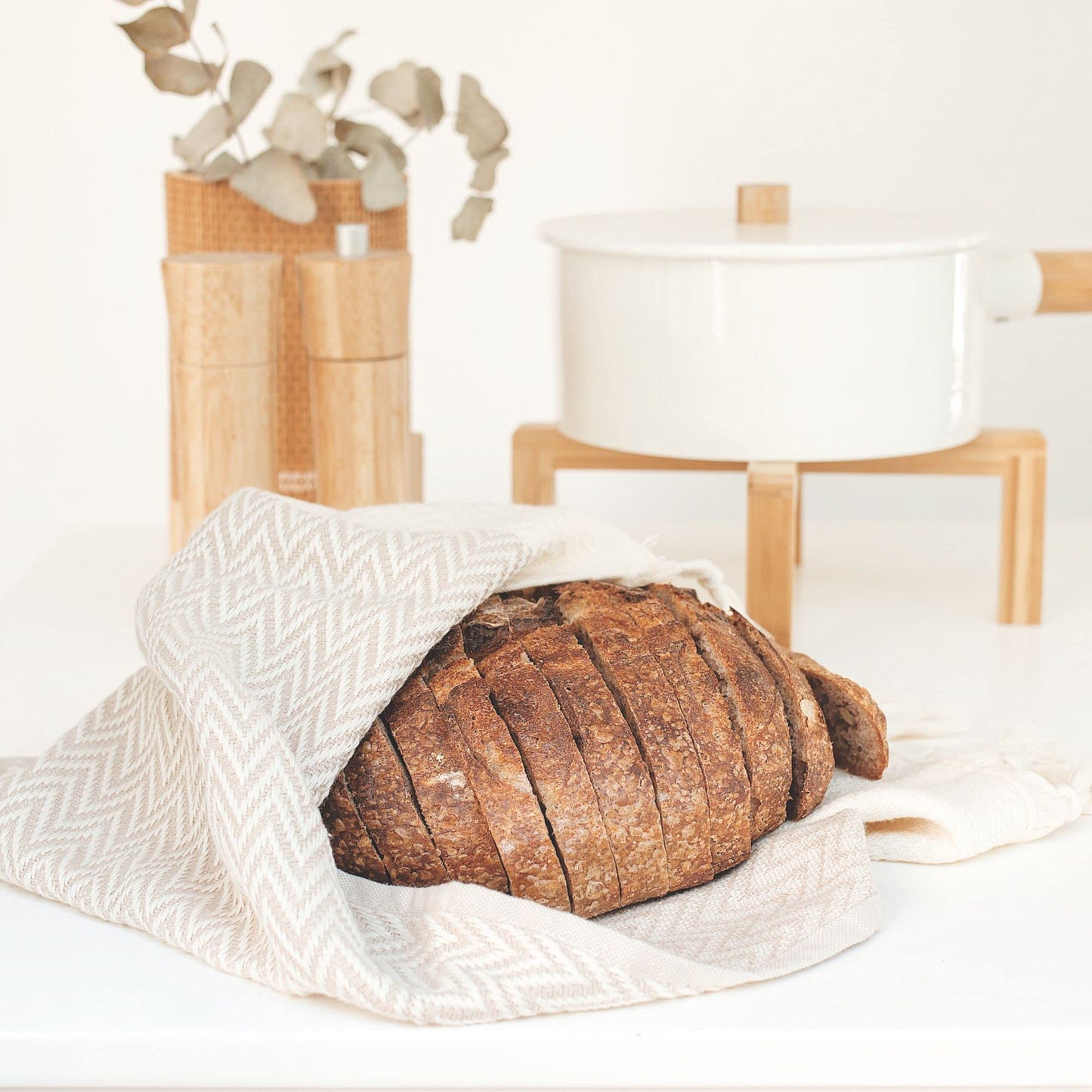 sea me at home Kitchen Hand Towels Decorative Set of 2, 100% Cotton Dish Towel Set (14 x 30 Inches, Beige)