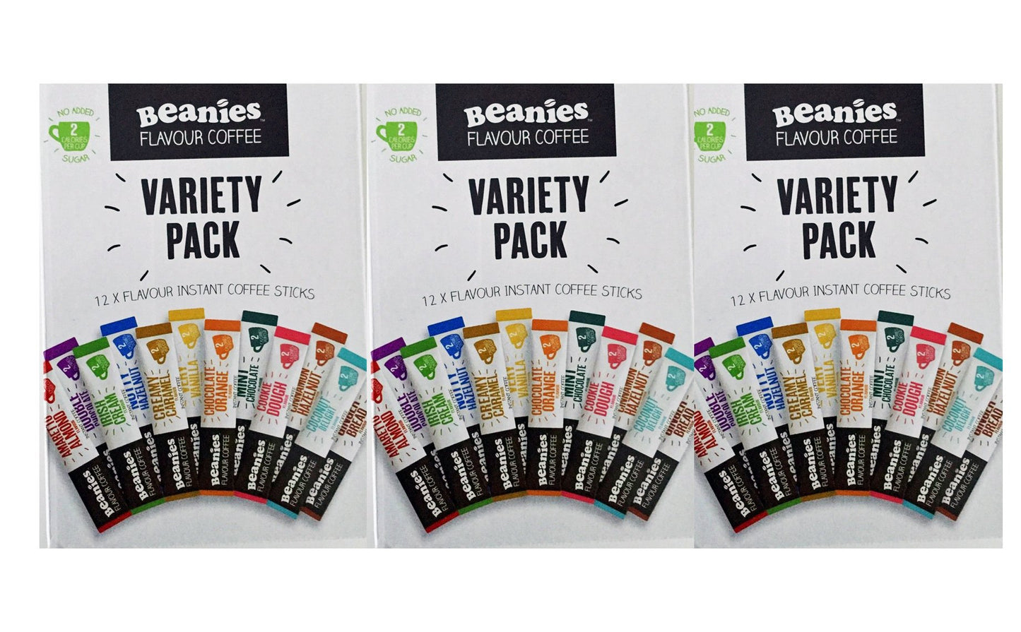 3 x 12 Flavoured Coffee sachets/ sticks - variety pack - Beanies