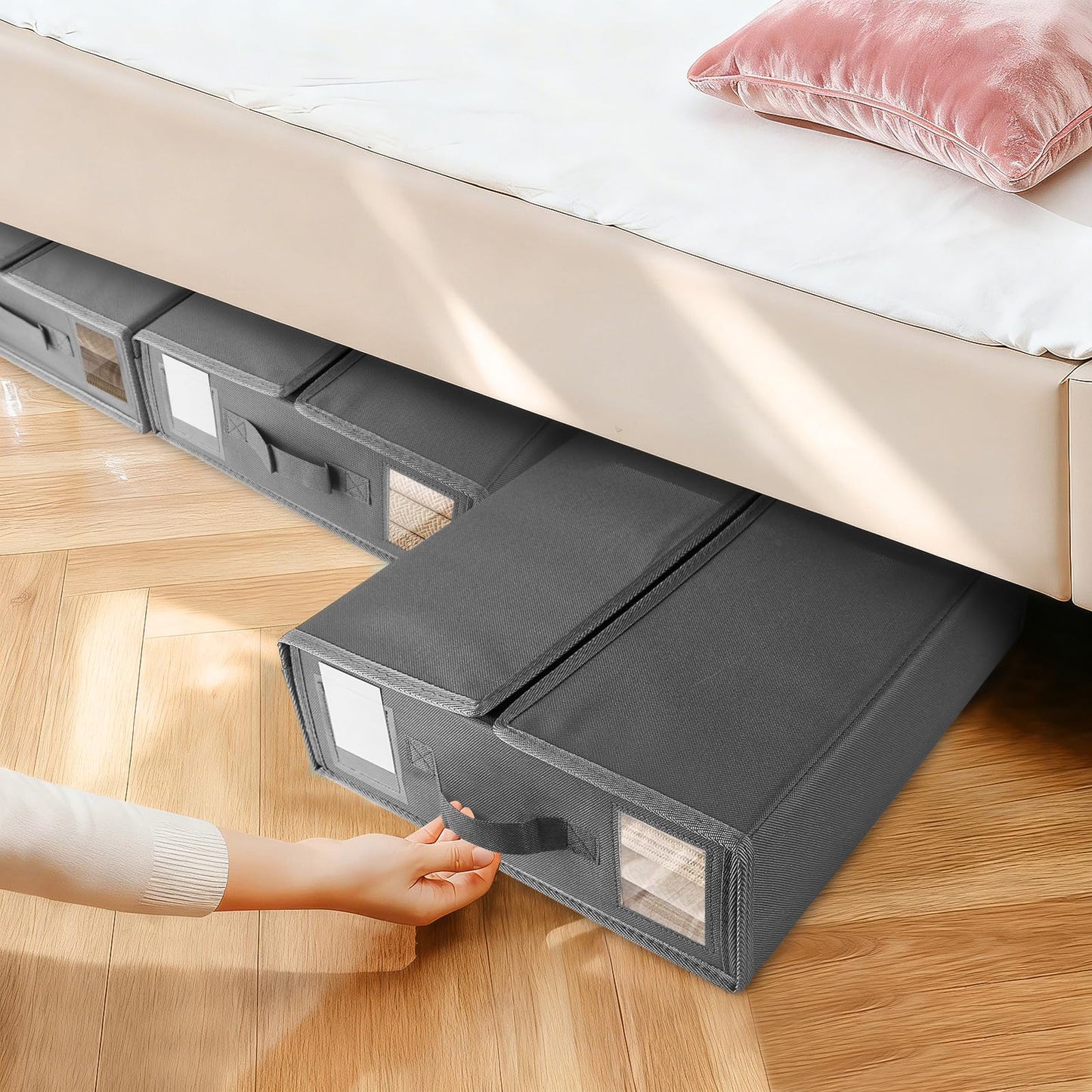 JAECU 3PCS Bedding Storage Foldable Bed Sheet Organiser Underbed Storage