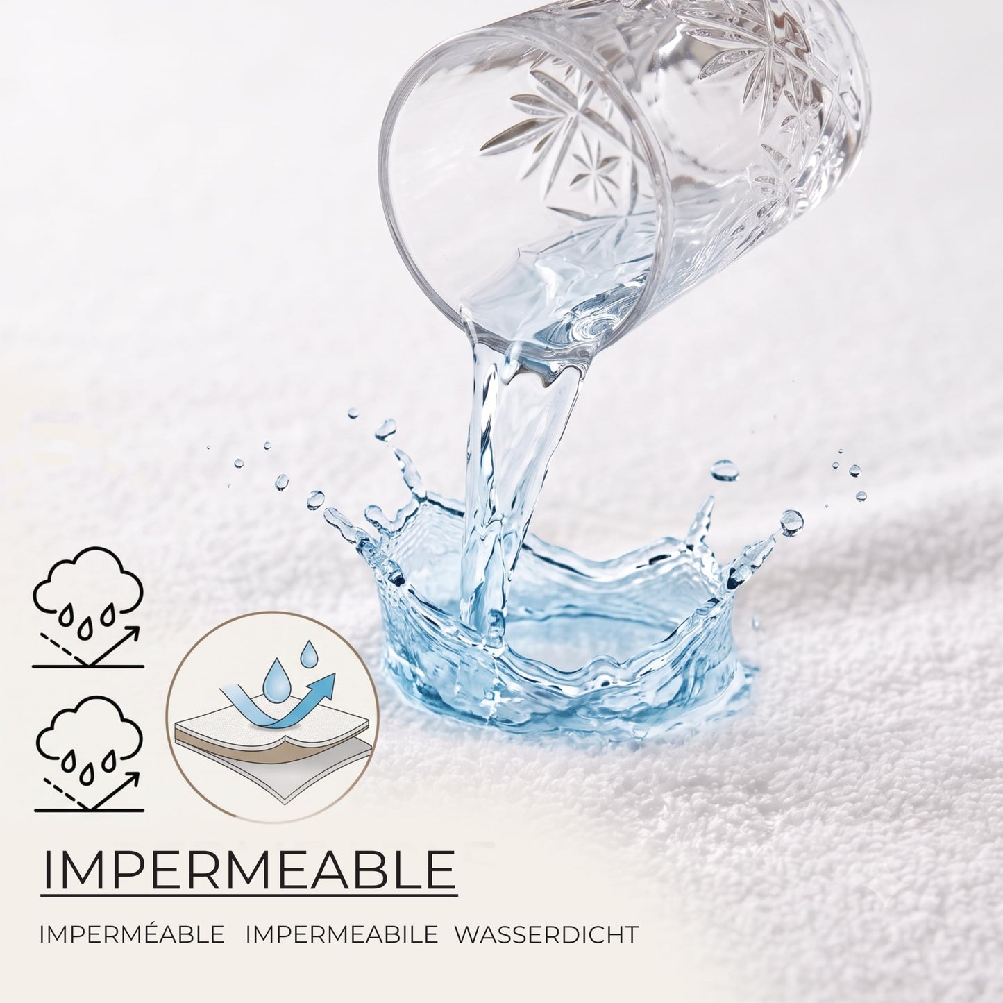Degrees Home – Ecopur – Waterproof Mattress Protector – Mattress Protector 80 cm – 80 x 190/200 cm – Breathable – Waterproof – Without Zip