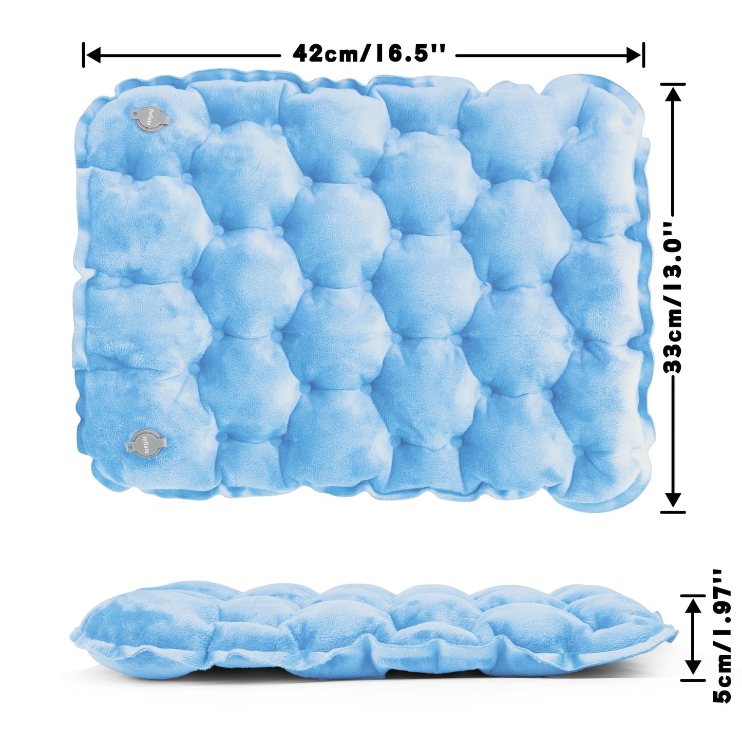 EULANT Velvet Inflatable Camping Seat Cushion, Ultralight & Soft Air Indoor Sitting Mat Pad to Sit on for Flight Travel Concerts Grandstands Floor