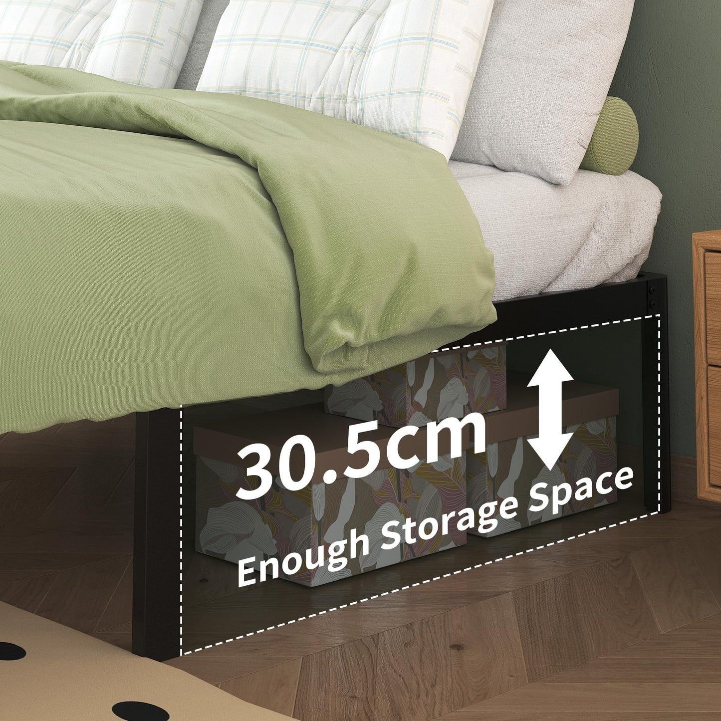 Lutown-Teen Small Single Bed Frames 2ft6 with Rounded Corner Legs, Heavy Duty Metal Bed Frame Small Single, Small Single Bed 36 cm High, Noise Free,