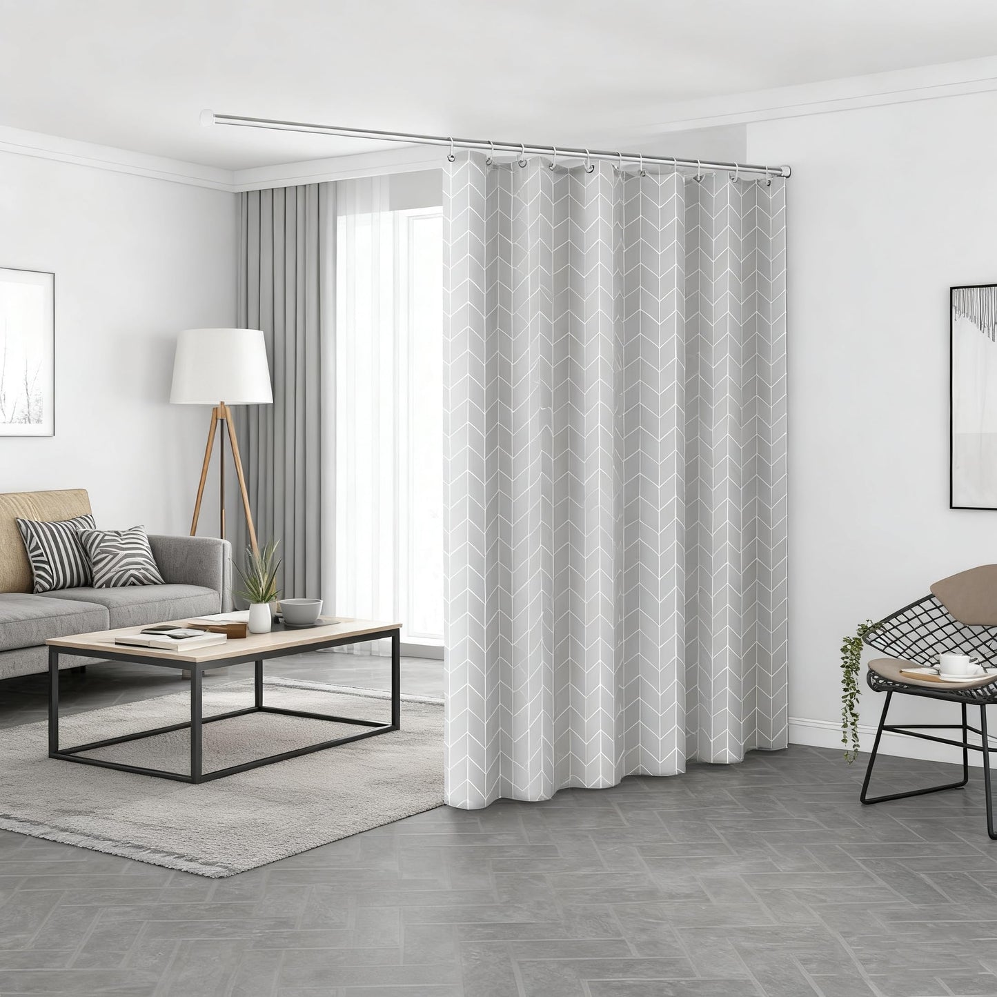 TGYIMENG Shower Curtain for Bathroom - Mould and Mildew Resistant - Grey, 180 x 180 cm (71 x 71 Inch) Water Repellant PEVA Fabric
