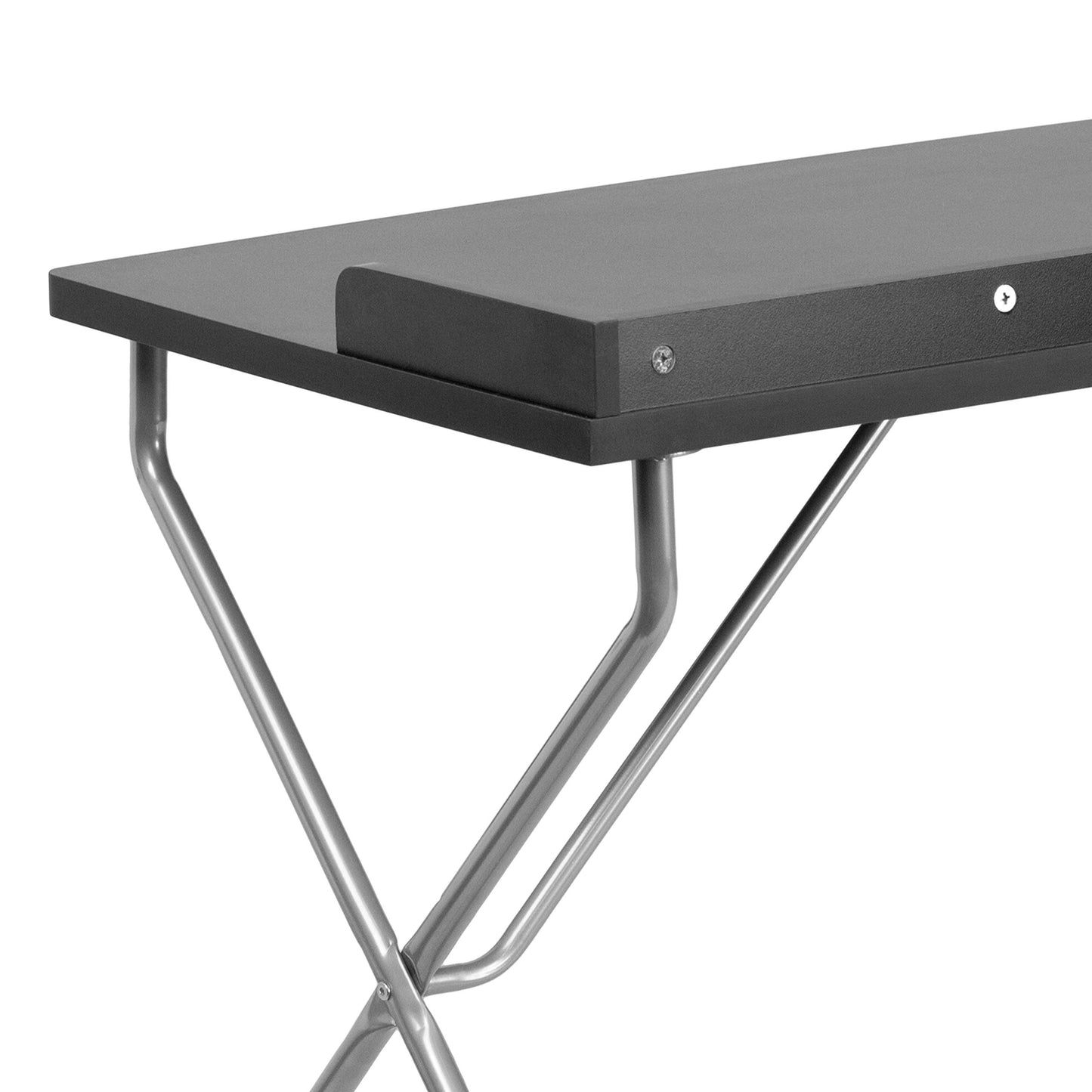 Flash Furniture Computer Desk, Metal, Black Laminate Top/Silver Frame, 126.36499999999999 x 64.77 x 6.35 cm