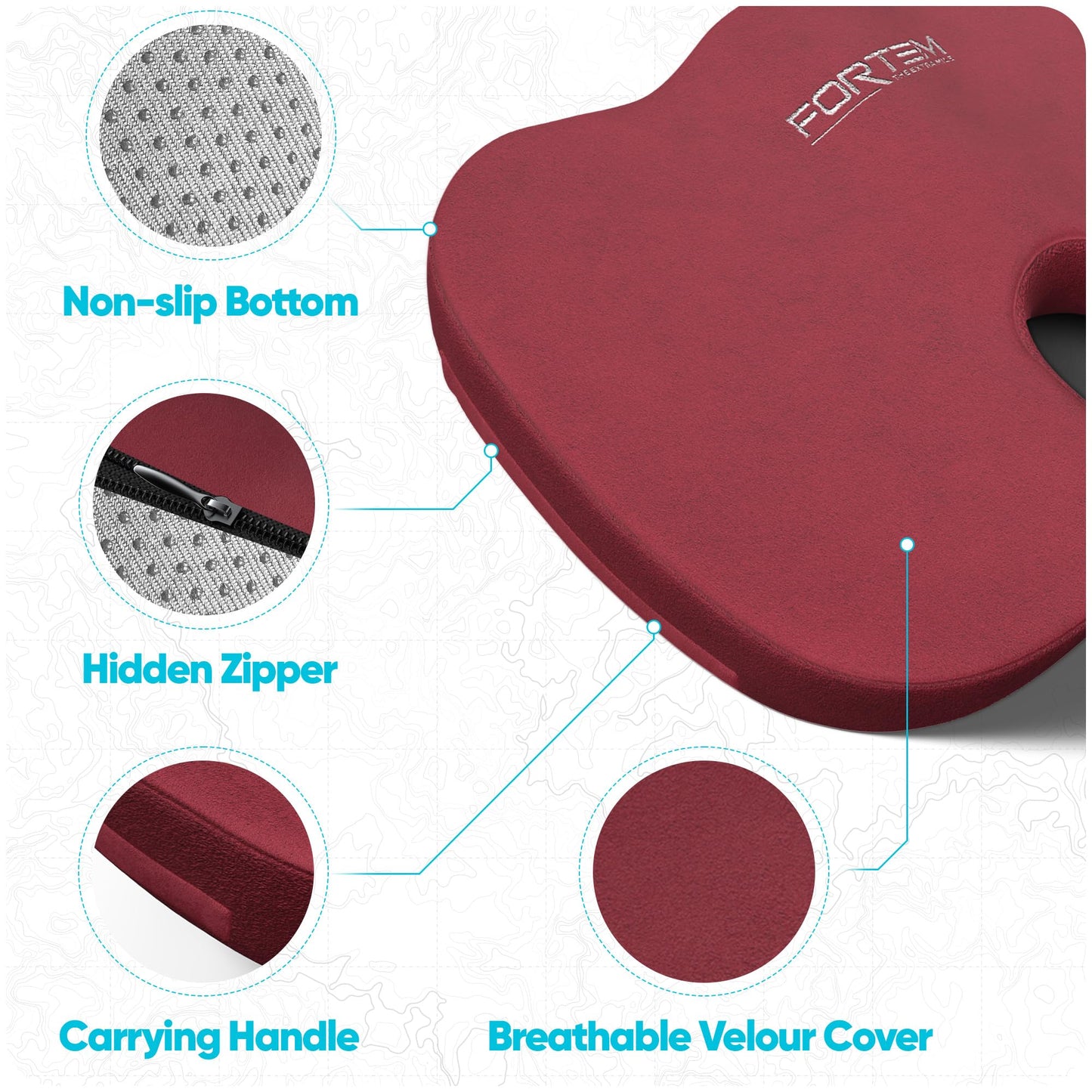 FORTEM Seat Cushion, Office Chair Cushion, Memory Foam Pillow for Sitting