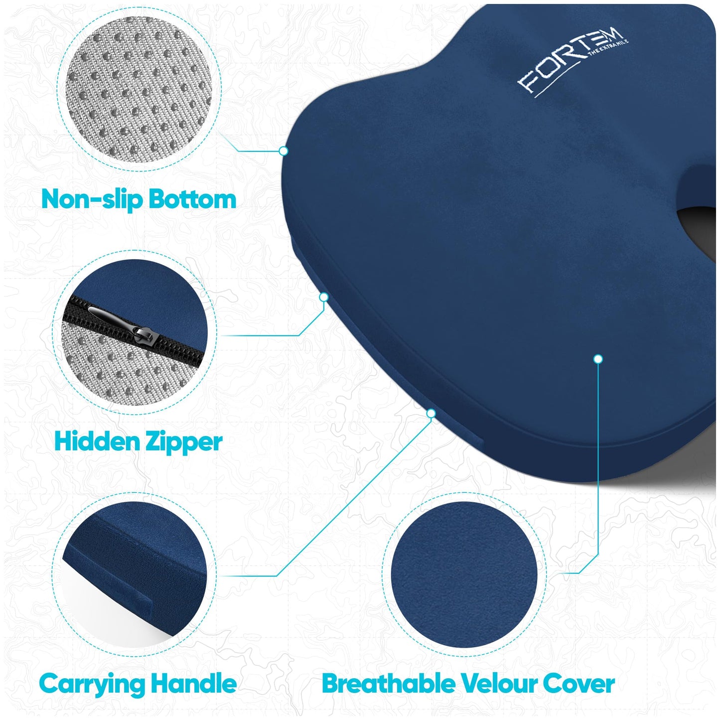 FORTEM Seat Cushion, Office Chair Cushion, Memory Foam Pillow for Sitting