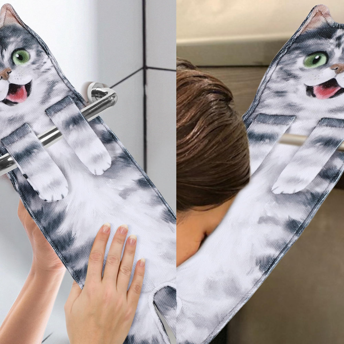 Cat Funny Hand Towels - Cute Bathroom Kitchen Towels Cat Decor Decorative Hanging Face Towels Super Absorbent Soft -Unique Mothers Day Birthday