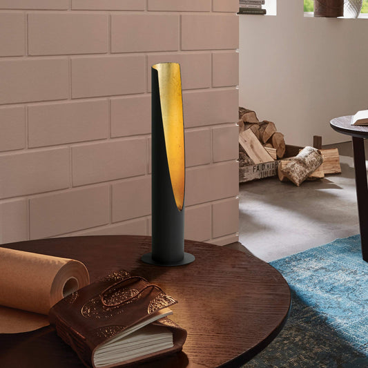 Eglo Table Lamp Barbotto, 1 Bulb Table Light, Steel Rod Lamp, Colour: Black, Gold, Socket: GU10, incl. Switch.