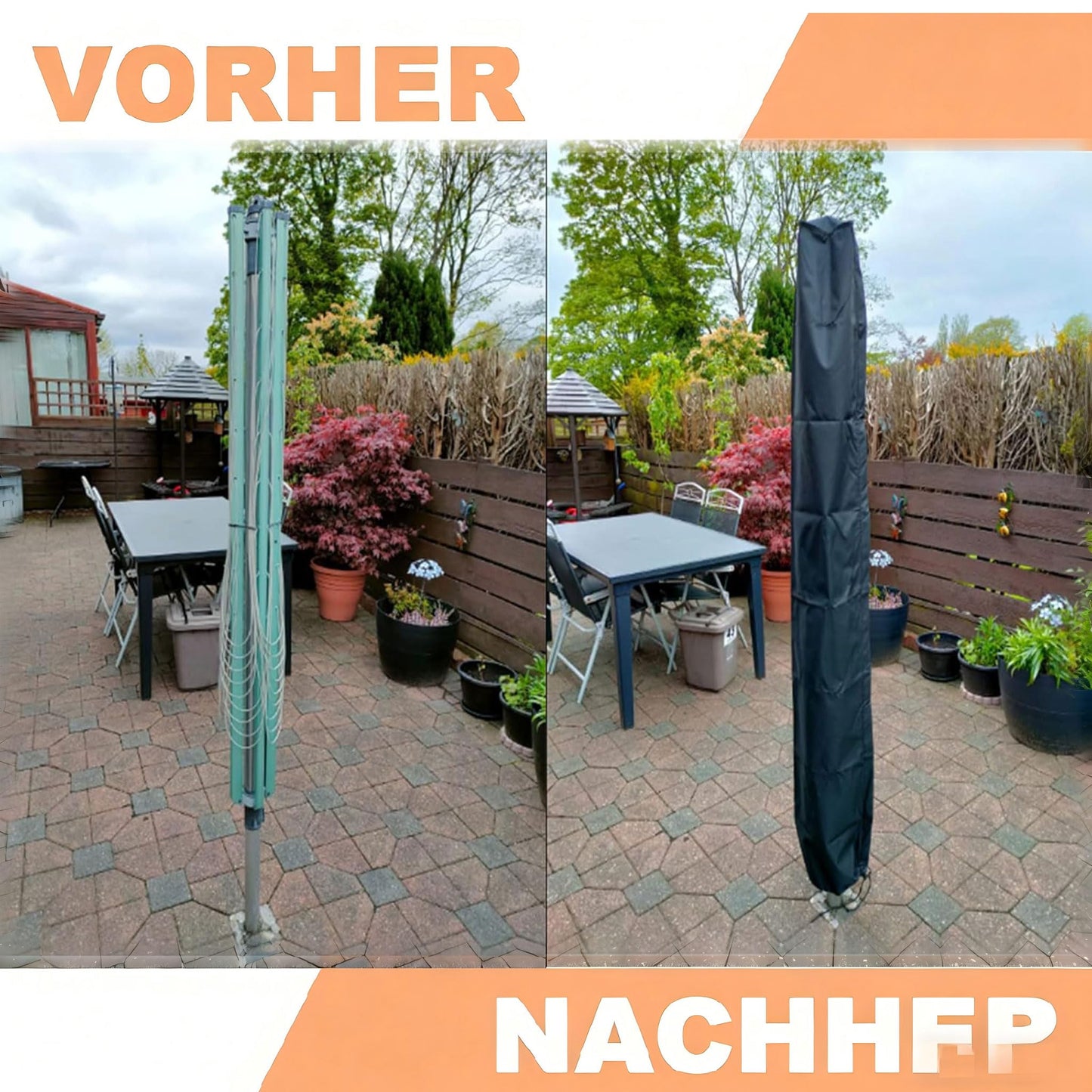 RICHIE Rotary Airer Cover Rotary Clothes Line Cover 600D Washing Lines Cover Waterproof with Zip 16x16x180cm Dryer Covers Dryer Protective Windproof
