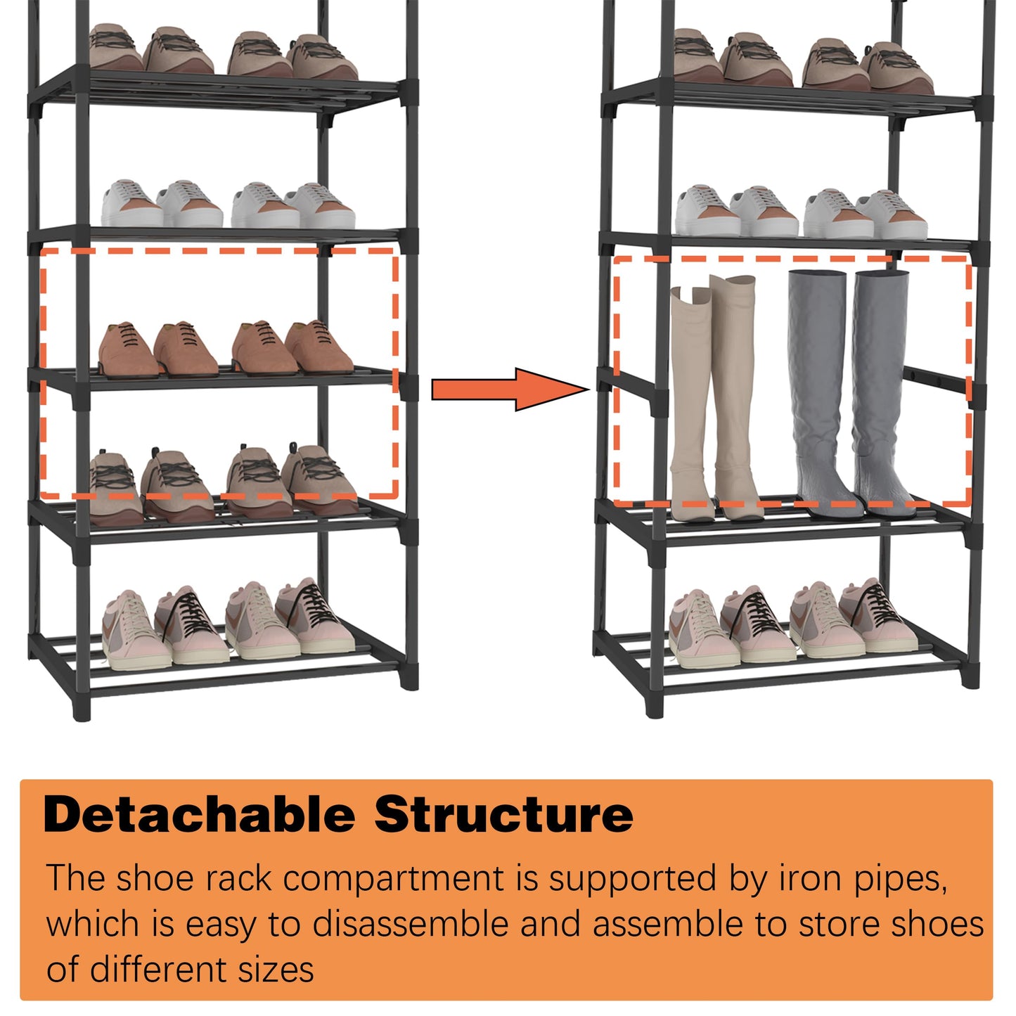 Lxvckly Shoe Rack, 9 Tiers Shoe Storage Organizer, Metal Tall Shoe Shelf Holds 54-60 Pairs, Vertical Shoe & Boot Organizer for Narrow Spaces
