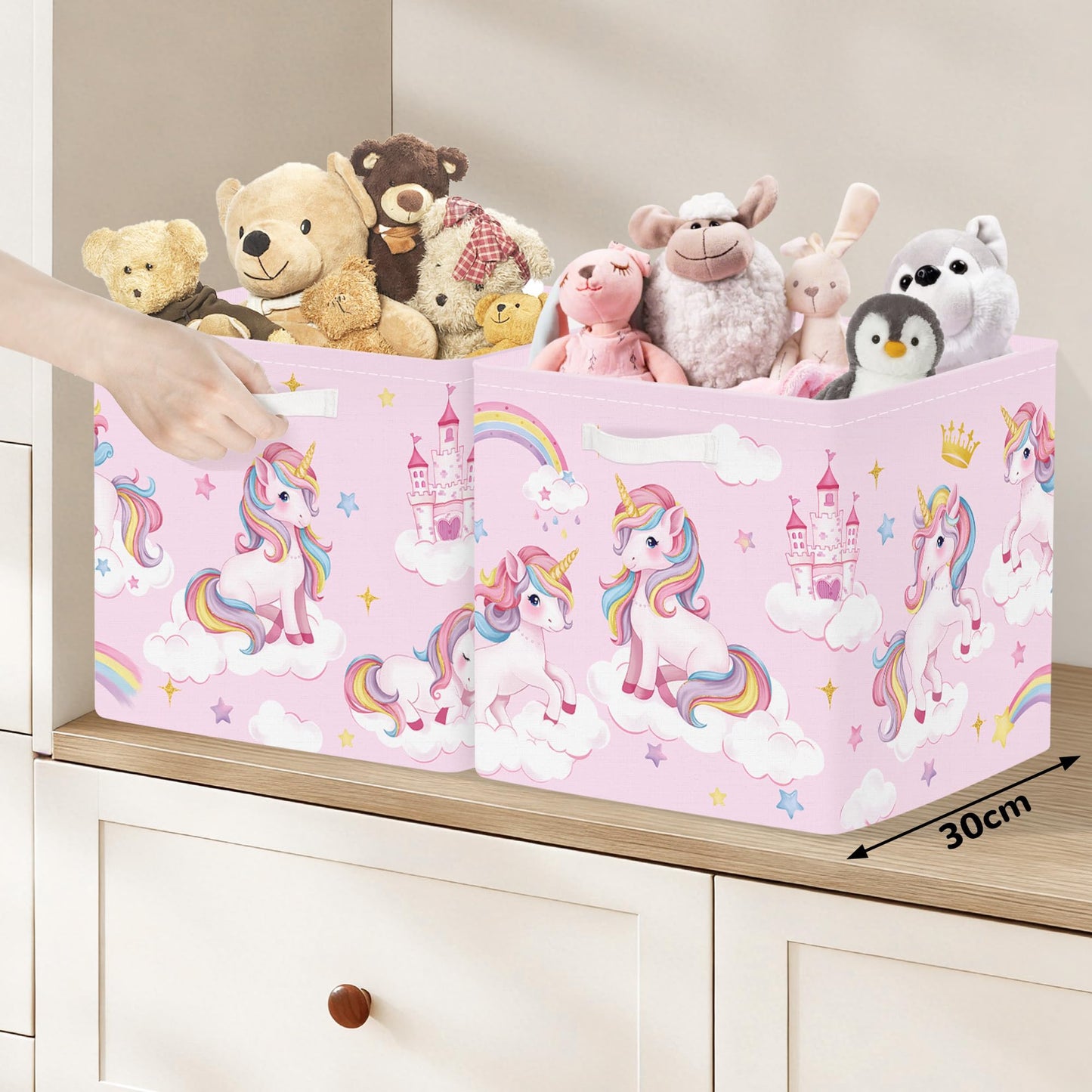 Clastyle 3 pcs Unicorn Cube Storage Boxes for Shelves Kallax Boxes