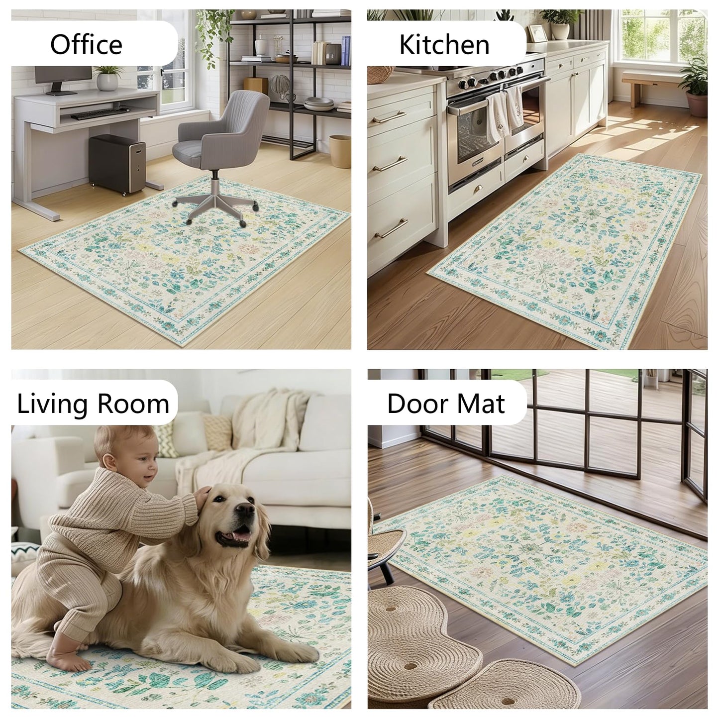 Homcomodar Office Chair Mat for Hardwood Floor 90x120cm Office Floor Mat Anti-Slip Floor Protector for Office Beige Desk Chair Mats for Hard Wooden