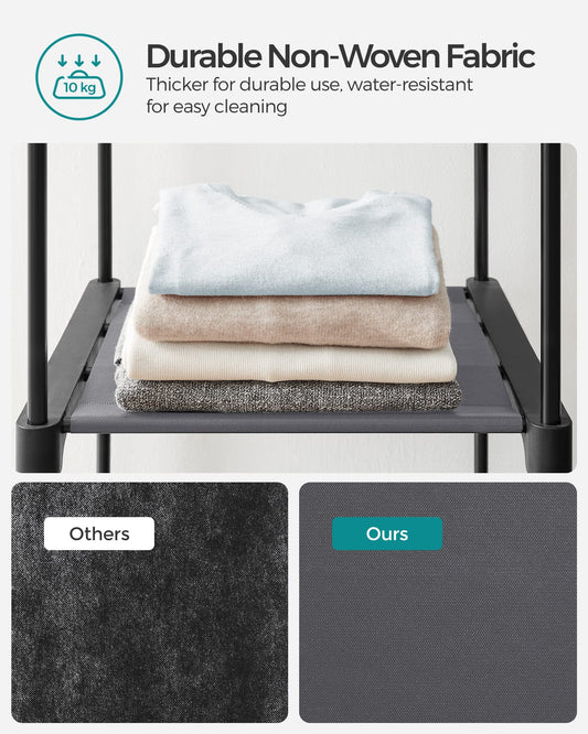 Songmics RYG02GY Wardrobe with 2 Clothes Rails, Clothes Storage, Fabric Wardrobe, Clothes Rack, Folding, for Dressing Room, Bedroom 43 x 140 x 174 cm,