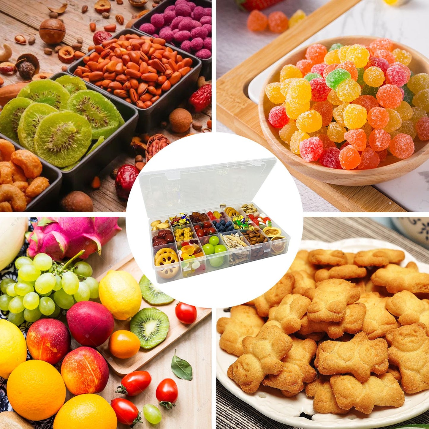 LAifu Snack Box with Compartments -18 Grids Multi Snackle Trays for Travel Plane, Plastic Organizer Box for Craft, Seeds