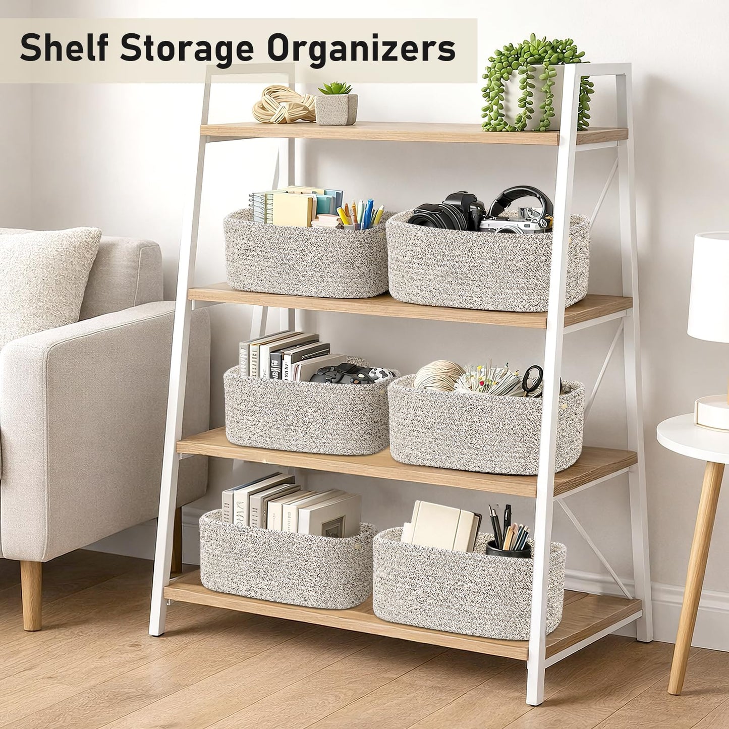 ASMIZ 8 Pack Woven Storage Baskets for Organising, Small Rope Storage Bins