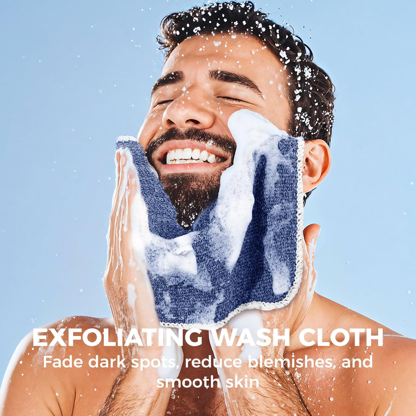 ZOMCHI Exfoliating Wash Cloths for Face and Body, 2 Pack, Blue