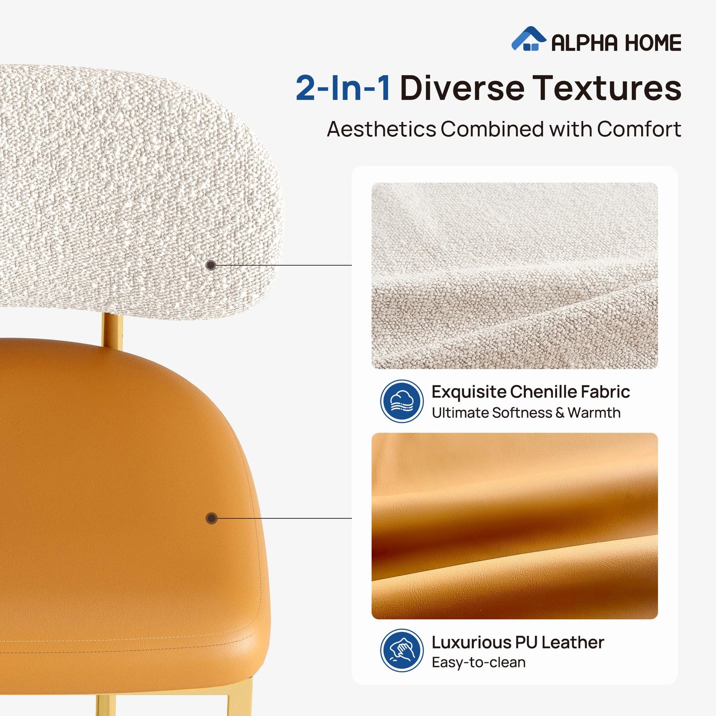 ALPHA HOME Bar Stools Set Counter Chairs with Backs and 9 CM Seat