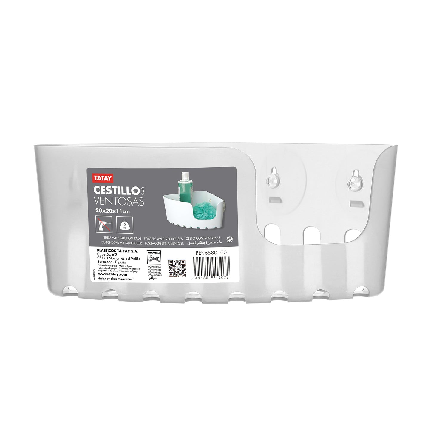 TATAY Shower Caddy Standard Polypropylene Secure Suction Cups
