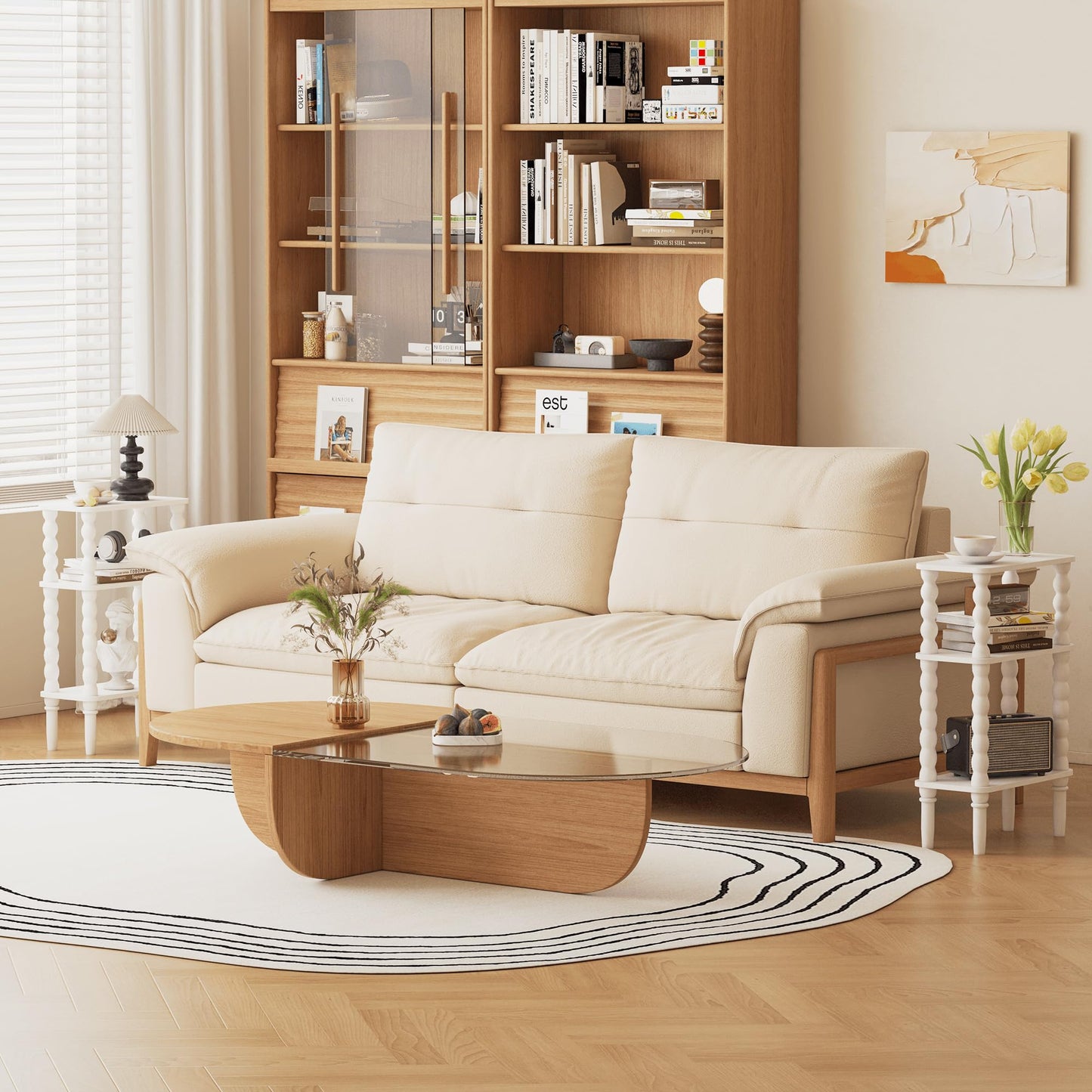 JERX 3-Tier Narrow Side Table Small End Table White