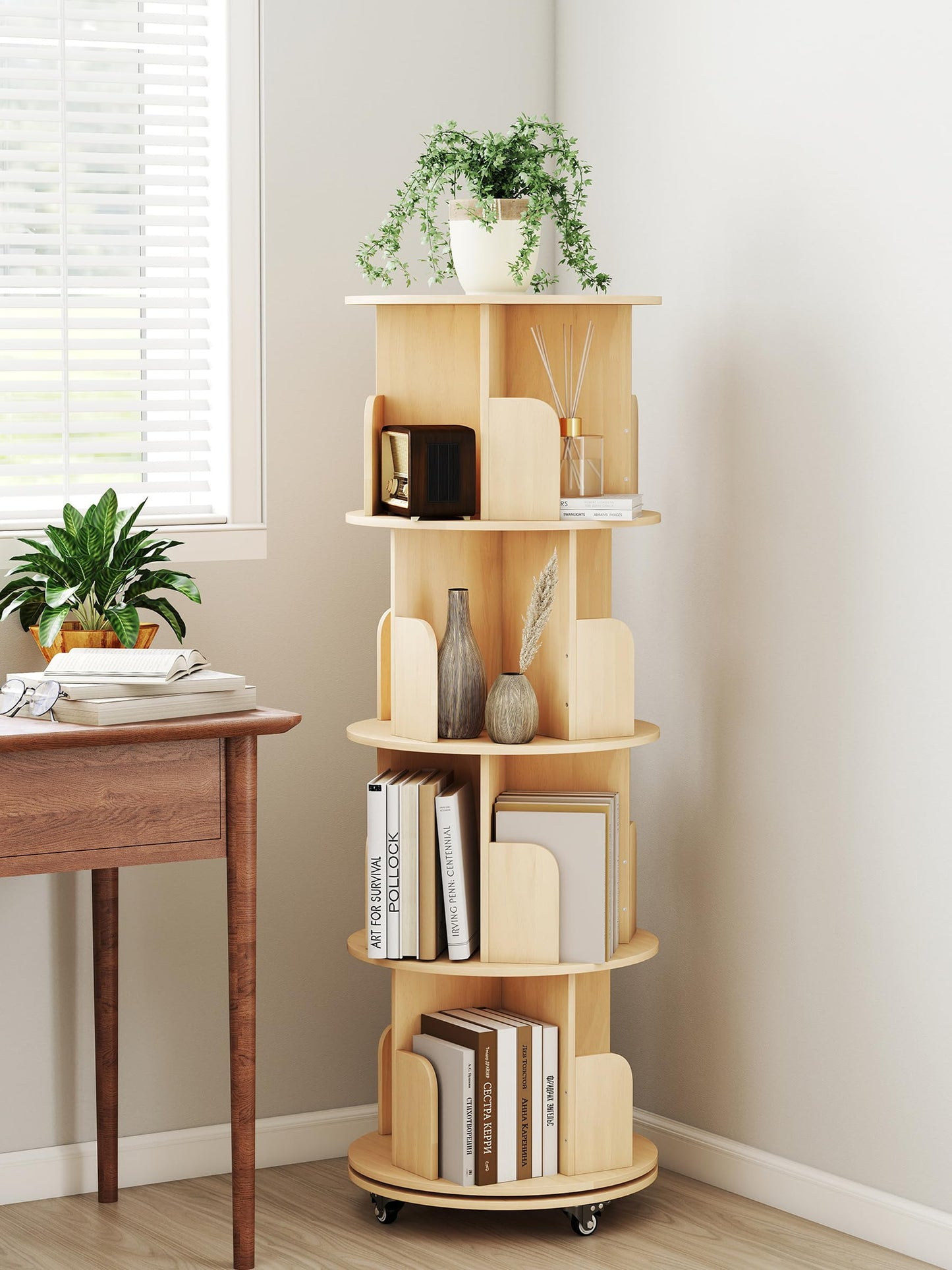 yeshine 4-Tier 360° Removable Rotating Bookshelf Kids
