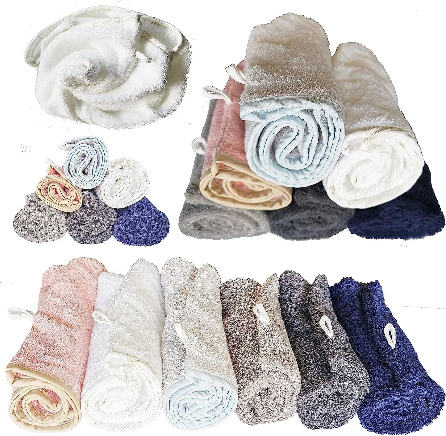 LLAMAXY 100% Pure Organic Cotton Hair Towel - Quick Twist Rapid Dry Turban Cap for Adults and Children - 3 Pack Pink